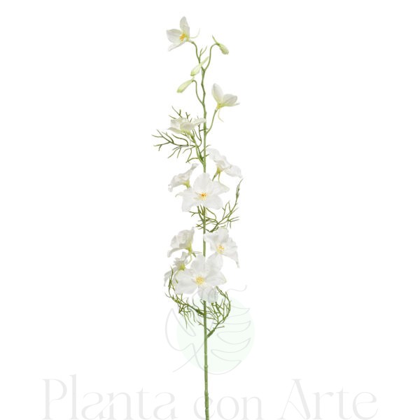 Rama de DELPHINIUM CREMA artificial de TACTO REAL con flores de color CREMA artificial realista de 88 cm de altura total 