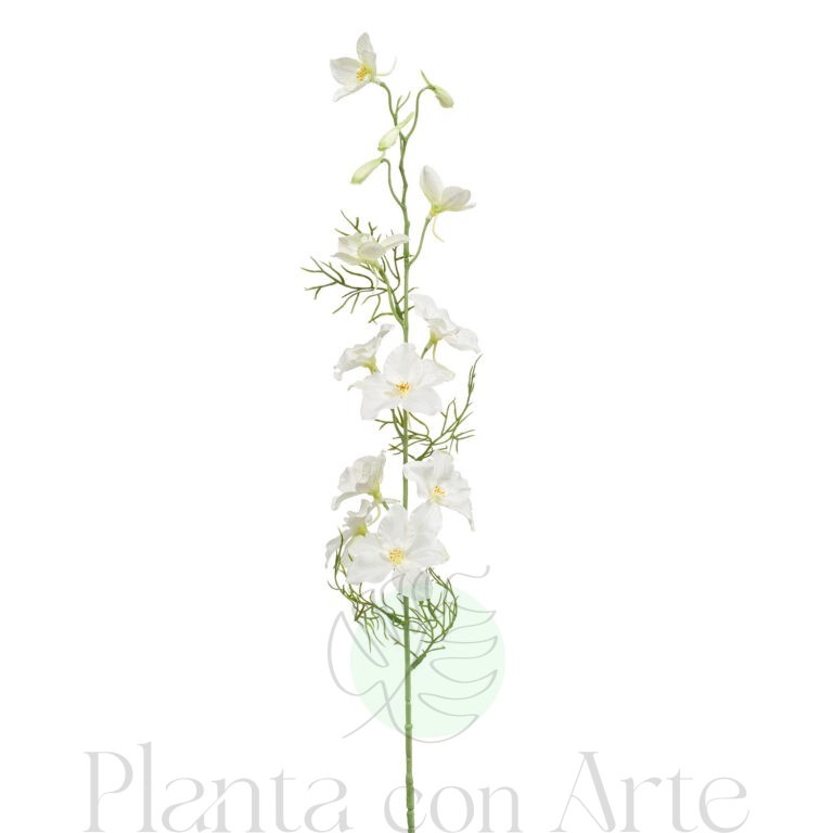Rama de DELPHINIUM CREMA artificial de TACTO REAL con flores de color CREMA artificial realista de 88 cm de altura total 