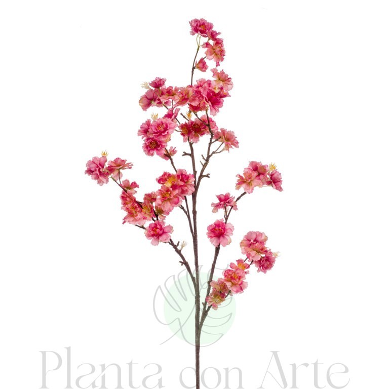 Rama de FLOR DE CEREZO ROSA FUERTE artificial de altísimo realismo y color vivo. Preciosa rama muy decorativa para ambientes orientales