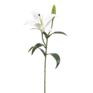 LIRIO BLANCO artificial de 56 cm de altura, de increíble realismo, para pinchar en espuma floral o en tierra
