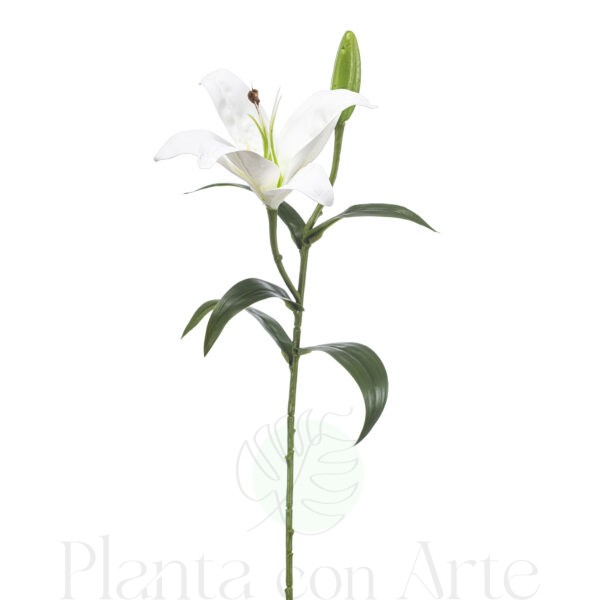 LIRIO BLANCO artificial de 56 cm de altura, de increíble realismo, para pinchar en espuma floral o en tierra