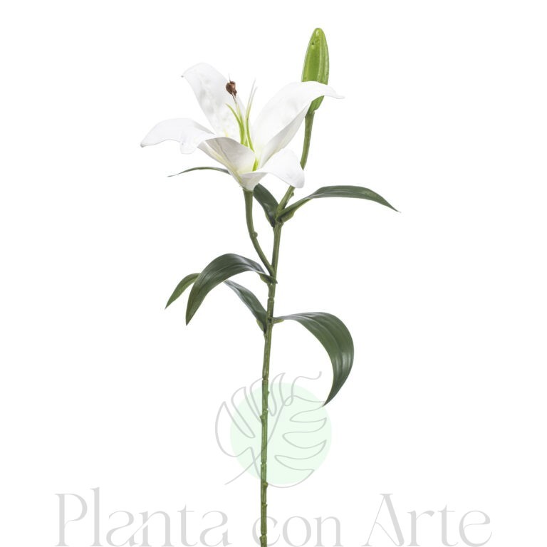 LIRIO BLANCO artificial de 56 cm de altura, de increíble realismo, para pinchar en espuma floral o en tierra