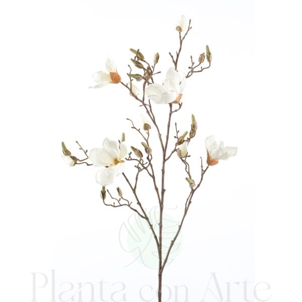 Rama de MAGNOLIA CREMA artificial realista de 105 cm de altura total, para decorar tus bouquets o jardineras