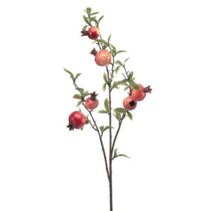 Rama con frutas de Granada artificial de 82 cm de altura total, hiperrealistas