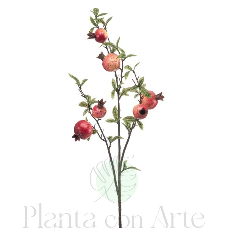 Rama con frutas de Granada artificial de 82 cm de altura total, hiperrealistas