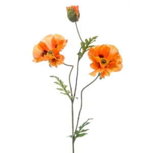 Rama con 3 AMAPOLAS NARANJAS artificiales de altísimo realismo para ramos y centros