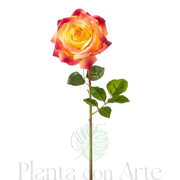 Rosa AMARILLO Y ROSA artificial con tacto real | Hiperrealista