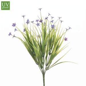 Planta de Hierba con flores violetas para exterior artificial con tratamiento UV de 40 cm de altura total