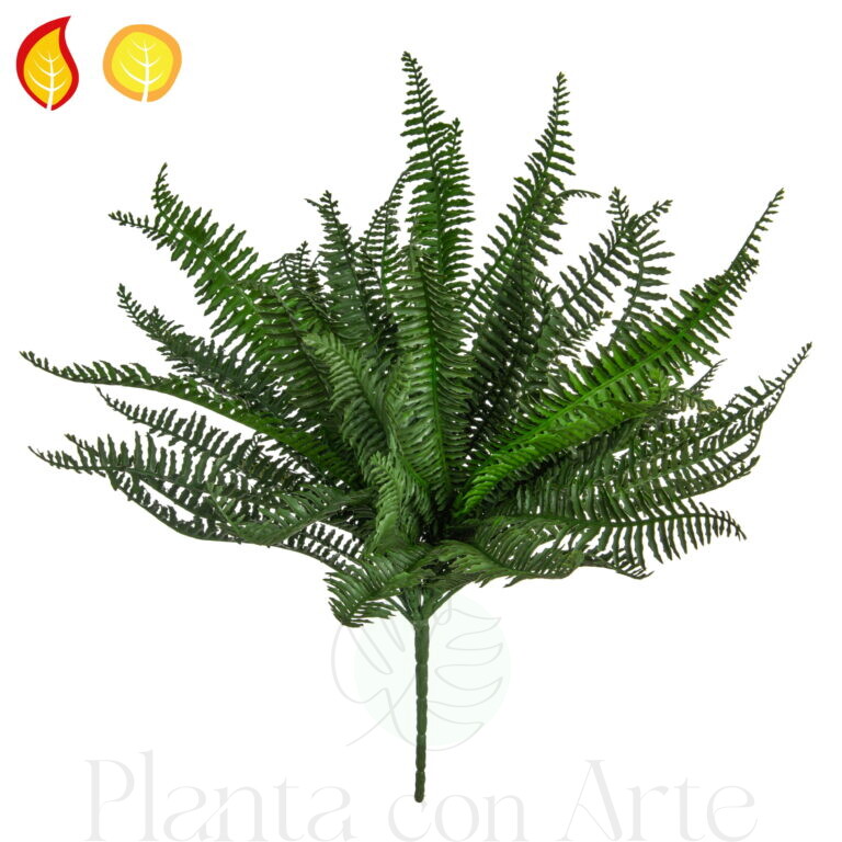 Planta de HELECHO BOSTON artificial UV FR S4 ignífuga con acabado ultrarrealista, y alta frondosidad