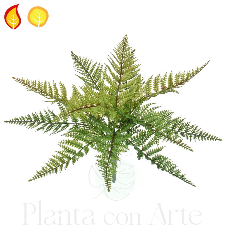 Planta de HELECHO UVFR artificial Hiperrealista - Cumple la Norma Europea BS EN 13501-1:2018-B-S4, d0 - Planta ignífuga para espacios públicos -Exterior