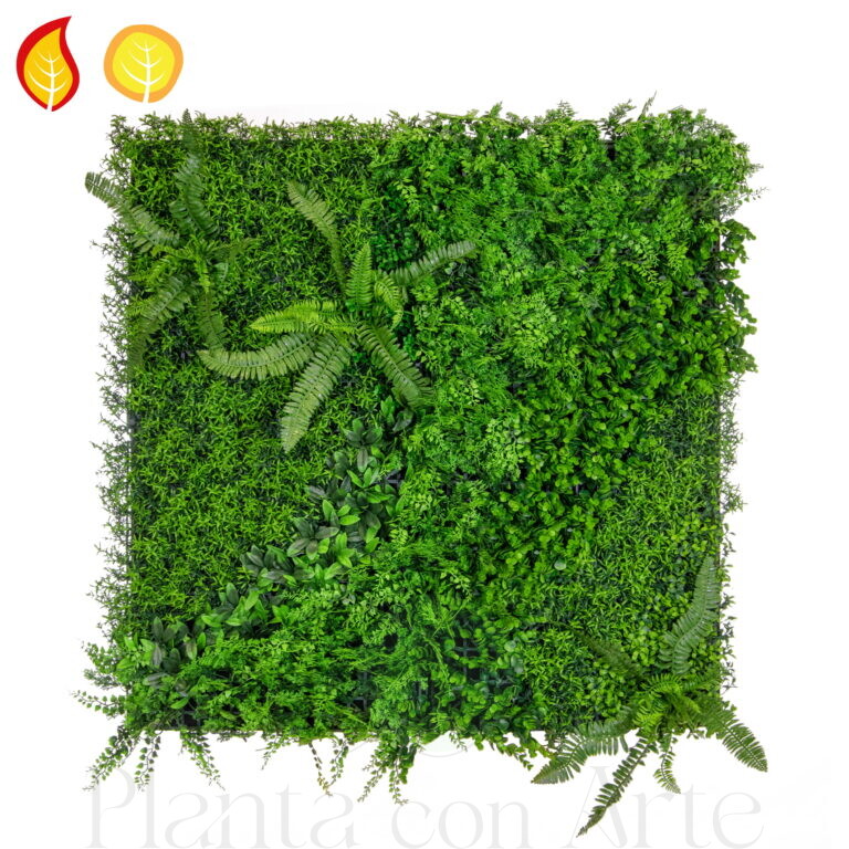 JARDÍN VERTICAL verde FRUV realista Norma Europea BS EN 13501-1:2018-B-S1, d0 - jardín vertical artificial ignífugo - espacios públicos exteriores