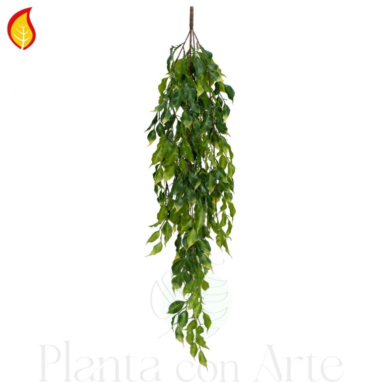 MATA colgante de FICUS benjamina artificial FR S2 de 93 cm de altura ignífuga con acabado ultrarrealista