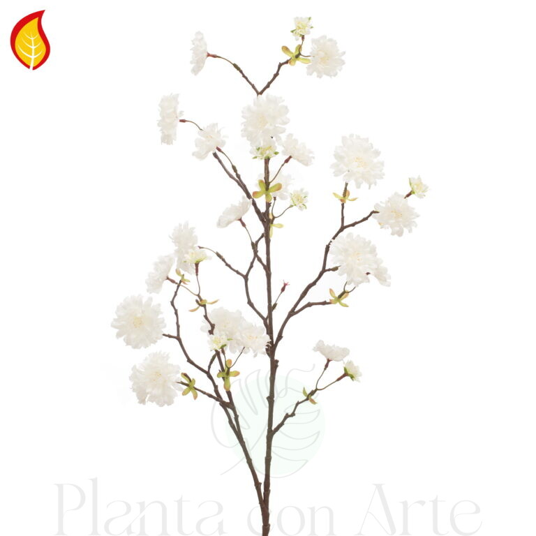 Rama CEREZO Crema FR -S14 de 107 cm hiperrealista- Sakura Crema cumple la Norma Europea BS EN 13501-1:2018-B-S1, d0 - Rama ignífuga para espacios públicos