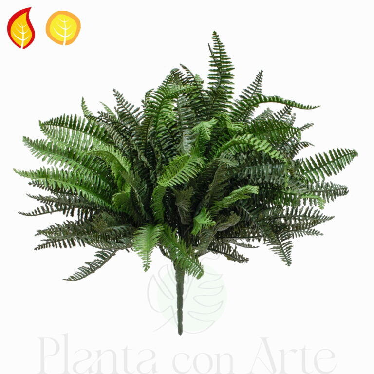 Planta de HELECHO BOSTON artificial UV FR S4 ignífuga con acabado ultrarrealista, y alta frondosidad