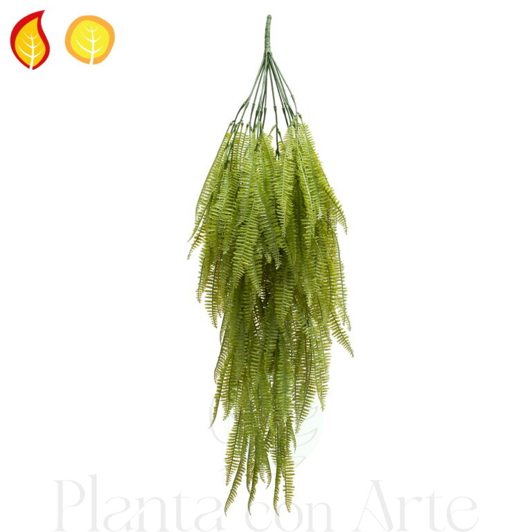 HELECHO BOSTON verde UVFR artificial Hiperrealista - Conforme a la Norma Europea BS EN 13501-1:2018-B-S4, d0 - Planta ignífuga para espacios públicos