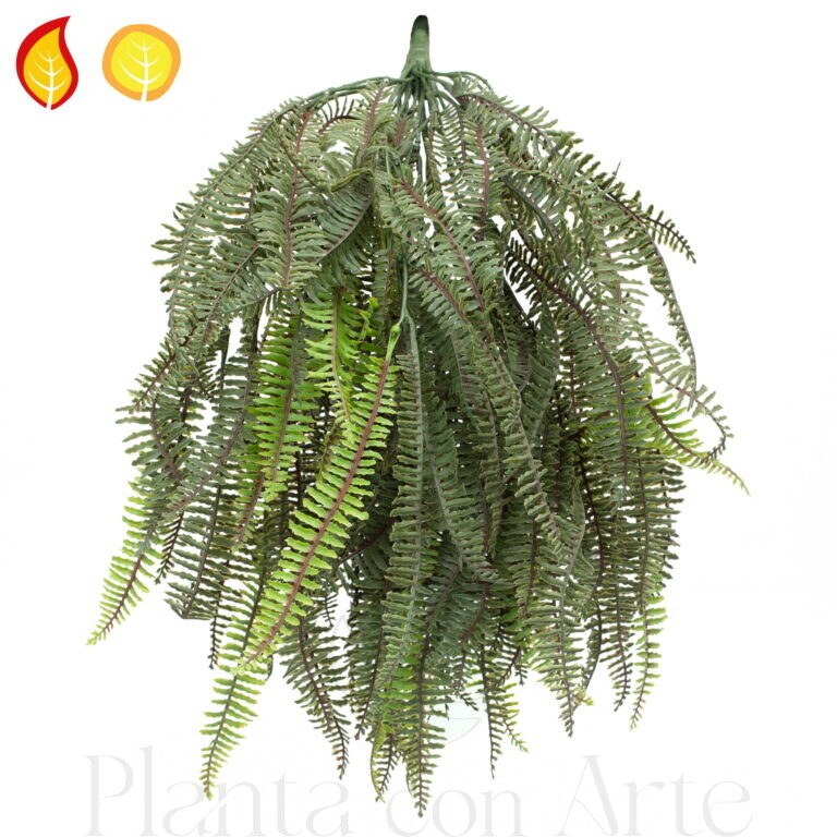 mata de HELECHO BOSTON colgante artificial UVFR ignífuga para exterior